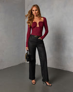 Wine % Jazlynn Long Sleeve Bodysuit-2