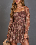 Harvest Blooms Floral Chiffon Mini Dress