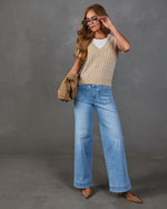 Rugged Charm Stretch High Rise Wide Leg Jeans