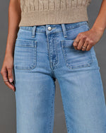 Rugged Charm Stretch High Rise Wide Leg Jeans