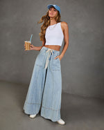 Shonna Stretch High Rise Wide Leg Drawstring Jeans