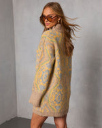 Gillie Abstract Mock Neck Mini Sweater Dress