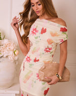 Soft Awakening Floral Off The Shoulder Midi Dress
