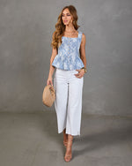 Canyon Rose Denim Floral Peplum Top