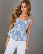 Canyon Rose Denim Floral Peplum Top