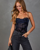 Ellie Mesh Flocked Floral Top
