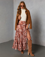 Gypsy Petal Printed Tiered Maxi Skirt