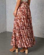 Gypsy Petal Printed Tiered Maxi Skirt