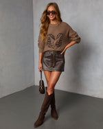 Espresso % Soft Stroll Embroidered Horse Sweater-2