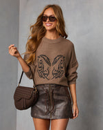 Espresso % Soft Stroll Embroidered Horse Sweater-1