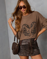 Espresso % Soft Stroll Embroidered Horse Sweater-5