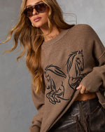 Espresso % Soft Stroll Embroidered Horse Sweater-6