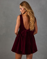 Last Invitation Velvet Bow Back Mini Dress