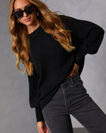 Black % Baby It's You Knit Balloon Sleeve Pullover Sweater-5