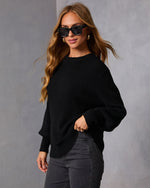 Black % Baby It's You Knit Balloon Sleeve Pullover Sweater-3