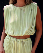 Lime % Resort Stay Plisse Sleeveless Top-2