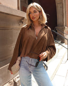 Classic Heritage Faux Suede Bubble Hem Jacket