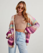 Pink % Oh Happy Day Pocketed Knit Cardigan-2