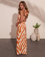 Beachy Keen Abstract Halter Neck Maxi Dress