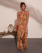 Mediterranean Muse Floral Halter Neck Maxi Dress