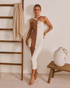 Chic Drift Knit Color Block Midi Dress