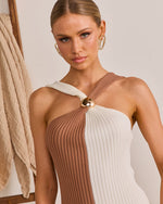 Chic Drift Knit Color Block Midi Dress