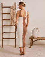 Chic Drift Knit Color Block Midi Dress