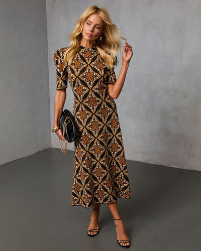 Olivyne Printed Mock Neck Knit Midi Dress – VICI