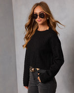 Black % Nevah Cable Knit Sweater-3