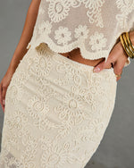 Soft Story Embroidered Floral Midi Skirt