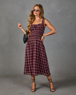 Velma Smocked Plaid Midi Dress