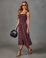 Velma Smocked Plaid Midi Dress