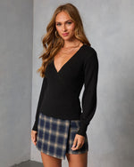 Black % Abbey Drape Knit Sweater-3