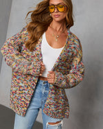 Multi % Soft Energy Multi Color Open Front Cardigan-2