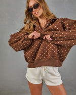 Dot Darling Henley Polka Dot Fleece Sweatshirt
