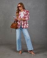 Autumnal Glow Knit Plaid Blazer