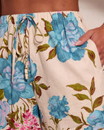 Enchanting Rose Linen Blend Floral Print High Rise Shorts