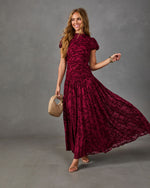 Candlelight Plans Floral Velvet Mesh Maxi Dress