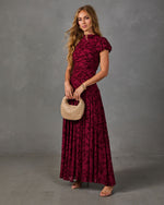 Candlelight Plans Floral Velvet Mesh Maxi Dress