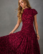 Candlelight Plans Floral Velvet Mesh Maxi Dress