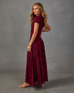Candlelight Plans Floral Velvet Mesh Maxi Dress