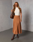 Maicie Pleated Faux Suede Maxi Skirt