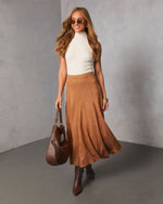 Maicie Pleated Faux Suede Maxi Skirt