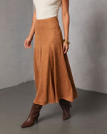 Maicie Pleated Faux Suede Maxi Skirt