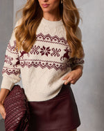 Ivory % Midnight Ice Fair Isle Reindeer Sweater-5