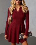 Wine % Cecilie Knit Mini Dress-1