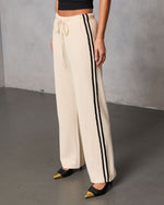 Cream Multi % Quiet Day Striped Straight Leg Sweatpants-3