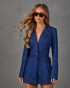 Perfectly Placed Denim Lace Up Romper