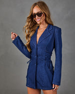 Perfectly Placed Denim Lace Up Romper