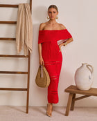 Red % Siena Sun Strapless Knit Maxi Dress-1
